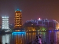 Guilin water system by night -Pagodas
